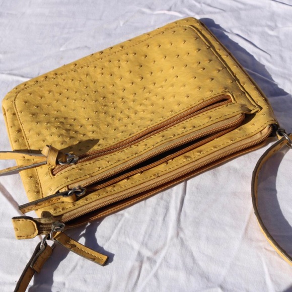 Yellow Faux Ostrich Leather Bag - Picture 3 of 7